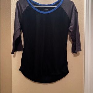 Express Women's Black and Gray Long Sleeve Top